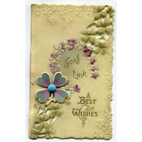 Ancien - Image Celluloïde - " Good Luck - Best Wishes "