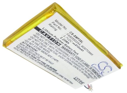 Batterie Li-Polymer 3,7V 610mAh type 9030703865, FA905502AA pour YP-P3, YP-P3CB/XSH, YP-P3JCB/XAA, YP-P3JCS/XAA 16G, YP-P3JCS/XAA 8G, YP-P3JEB/XAA, YP-P3JES/XAA