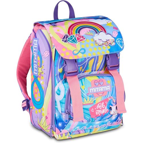 Sj Seven Sac À Dos Extensible 4 Fermetures Éclair, Rainbow Dream, Lilas, Maxi Capacité, Double Compartiment, Dossier Préformé, Fille, École Primaire, Lilas, Taglia Unica, Décontracté