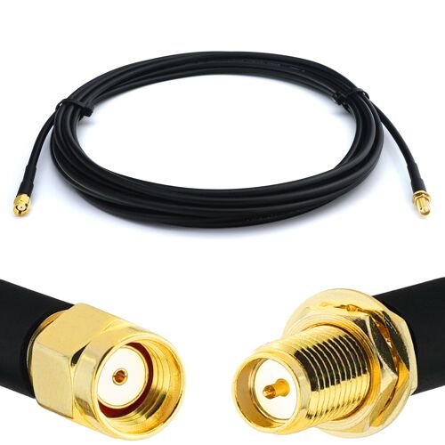 RP-SMA 4m Rallonge Antenne WiFi Cable Coaxial RPSMA Mâle à Femelle Câble Extension Faible Perte RG58 50 Ohm pour Routeur WiFi Caméra IP Carte Réseau sans Fil Mini PC PCIE