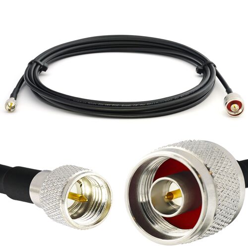 Mini UHF Mâle à N Mâle 4m UHF Câble coaxial RG58 50 Ohm - Résistant aux intempéries - rallonge pour HAM cable antenne CB Radio Analyseur Tosmetre Marine RF VHF Cibi SDR Radio Amateur