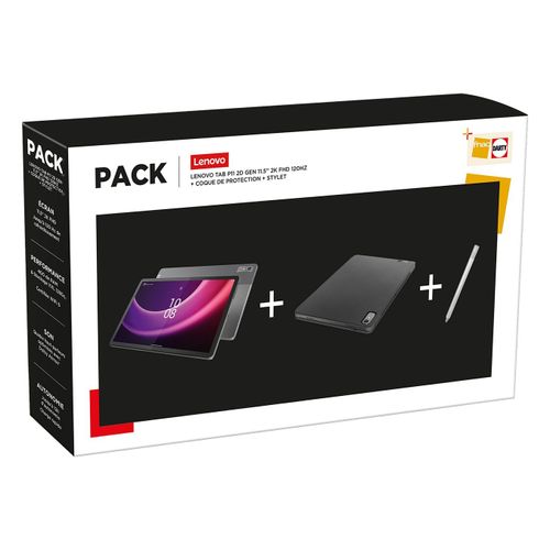 Pack Tablette Tactile Lenovo Tab P11 11.5 2ème génération 128 Go Noir + Stylet + Coque de protection