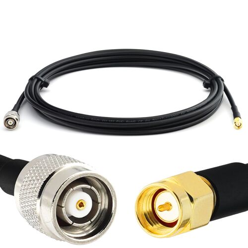 RP-TNC Mâle vers SMA Mâle 4m câble coaxial RG58 50 Ohm - rallonge RPTNC à SMA Extension Faible Perte Cable (RP-TNC - TNC à polarité inversée, broche femelle)