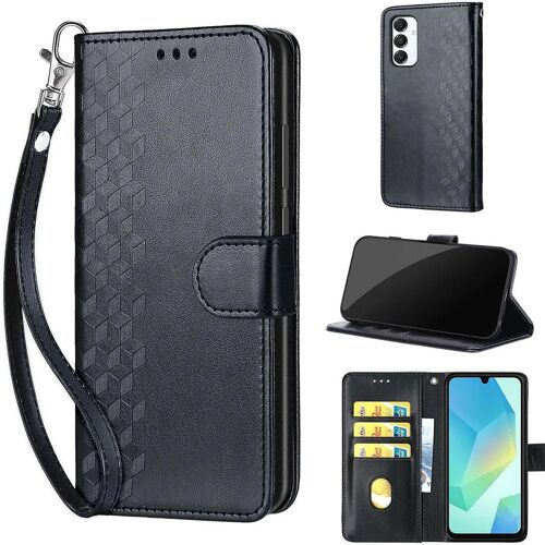 SATURCASE Coque pour Samsung Galaxy A16, Z-Cube PU Cuir Magnétique Flip Portefeuille Support Porte-carte Dragonne Protecteur Housse Étui pour Samsung Galaxy A16 (ZL-Noir)