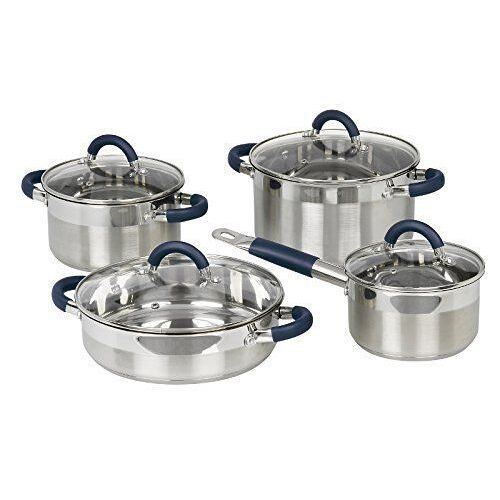 Jata Hogar Bc8batterie De Cuisine En Acier Inoxydable Composé De 4pièces Et 4bouchons, Couleur Gris