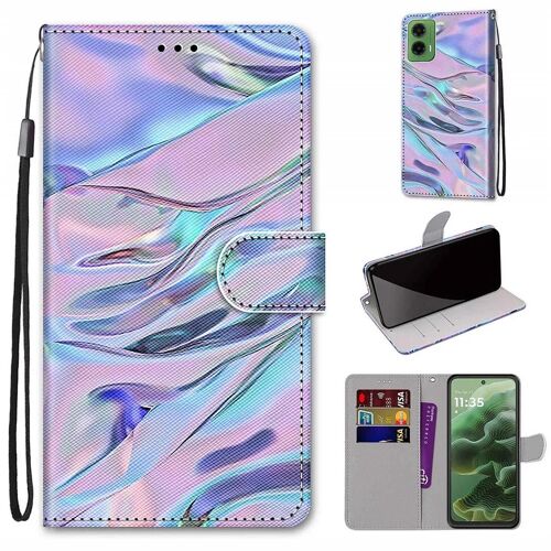 SATURCASE Coque pour Motorola Moto G35, Beau PU Cuir Magnétique Flip Portefeuille Support Porte-carte Dragonne Protecteur Housse Étui pour Motorola Moto G35 (DH-9)