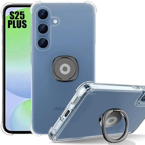 Coque Pour Samsung Galaxy S25 Plus (Galaxy S25+) En Silicone Avec Support Rotatif Noir - E.F.Connection