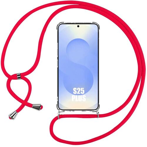 Coque Pour Samsung Galaxy S25 Plus (Galaxy S25+) - Tpu Antichoc Protection Renforcé Avec Cordon Rouge - E.F.Connection
