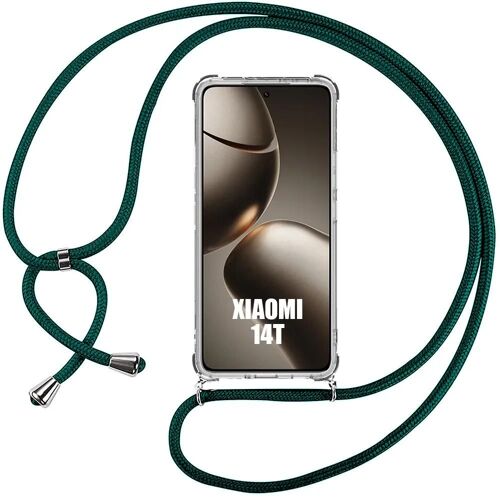 Coque Pour Xiaomi 14t - Fine Souple Coins Renforcés Anti-Rayures Tpu + Bandoulière Vert Nuit - E.F.Connection