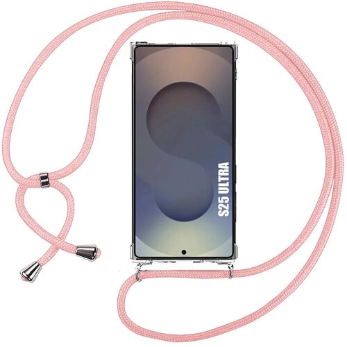 Coque Pour Samsung Galaxy S25 Ultra - Protection Renforcée Tpu Antichoc Transparent Avec Cordon Rose - E.F.Connection