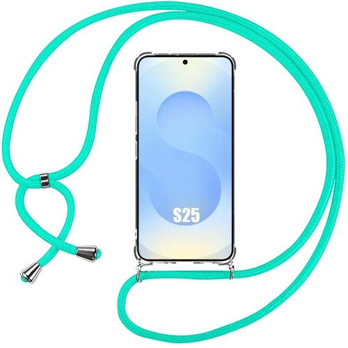 Coque pour Samsung Galaxy S25 Protection Renforcé TPU Antichoc Transparent avec Cordon Turquoise - E.F.Connection