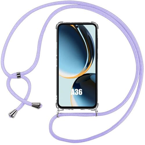 Coque Pour Samsung Galaxy A36 - Coins Renforcés Anti-Rayures Souple + Bandoulière Violet - E.F.Connection