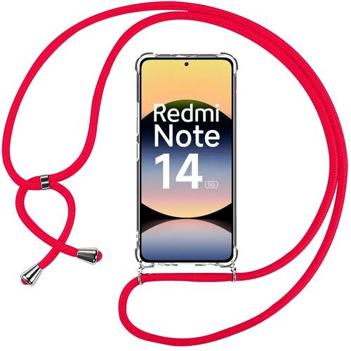 Coque Pour Xiaomi Redmi Note 14 5g (Pas Pour 4g) - Protection Souple Renforcée + Bandoulière Réglable Rouge - E.F.Connection