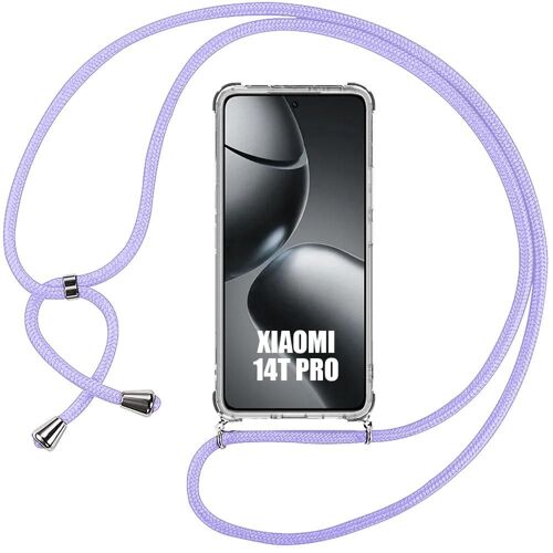 Coque Bandoulière Pour Xiaomi 14t Pro, Coins Renforcés Anti-Rayure Souple + Bandoulière Violet - E.F.Connection