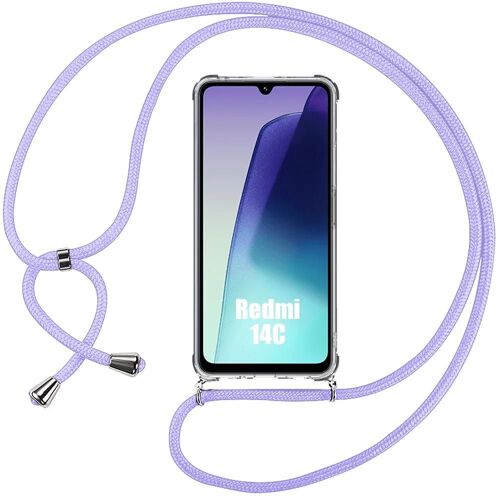 Coque Antichoc Pour Xiaomi Redmi 14c, Protection Renforcée Avec Cordon Violet - E.F.Connection