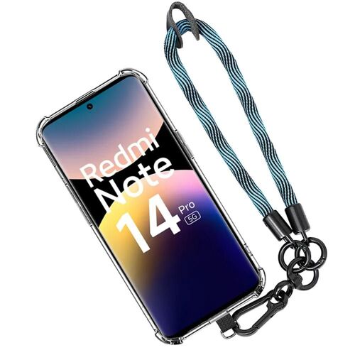 Coque Pour Xiaomi Redmi Note 14 Pro 5g (Pas Pour 4g), Protection Silicone Avec Dragonne Amovible Bleu - E.F.Connection