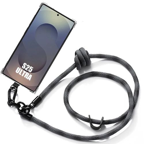 Coque Cordon Pour Samsung Galaxy S25 Ultra - Antichoc Protection Renforcé Avec Cordon Robuste Gris - E.F.Connection