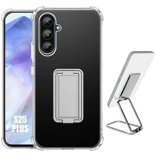 Coque Pour Samsung Galaxy S25 Plus (Galaxy S25+) Silicone Slim Transparent Avec Support Pliable Argenté - E.F.Connection