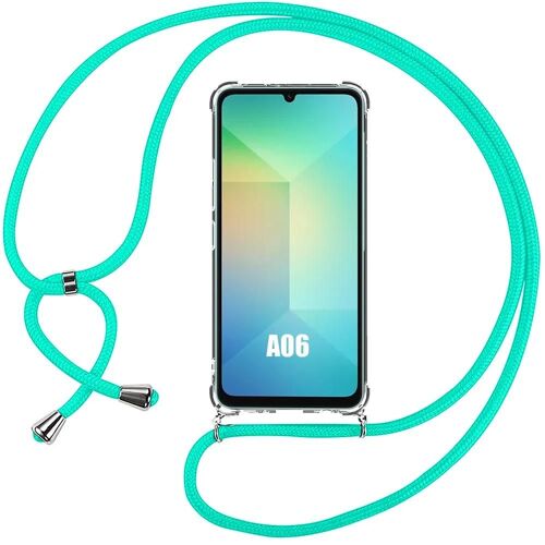 Coque Bandoulière pour Samsung Galaxy A06, Anti-Rayures Souple Protection Silicone + Bandoulière Turquoise - E.F.Connection