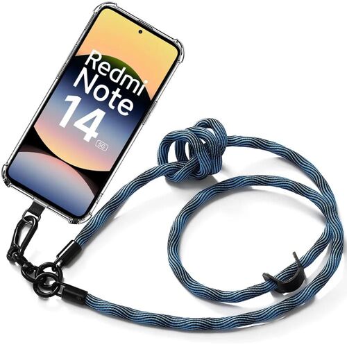 Coque Cordon Pour Xiaomi Redmi Note 14 5g (Pas Pour 4g), Protection Transparente Avec Cordon Amovible Bleu - E.F.Connection