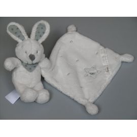 Doudou Lapin Mouchoir Blanc Gris Étoiles Simba Toys, Vertbaudet