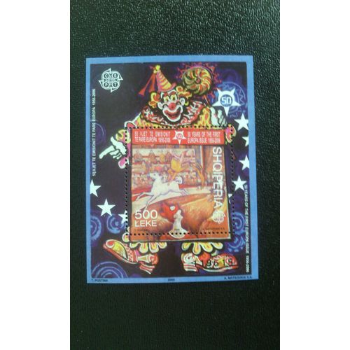Timbre Albanie M I Bl 157 Europa (C.E.P.T.) - 50 Ans De Timbres Europa Le Cirque (1891), Huile Sur Toile De Georges Seurat 2005