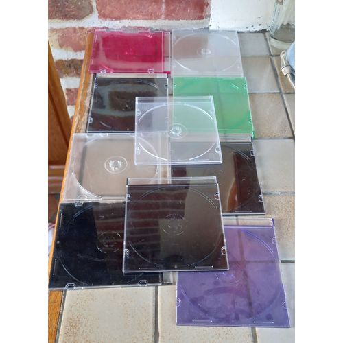 9 boitiers vides cd ou dvd formats minces ou slim - Différents coloris