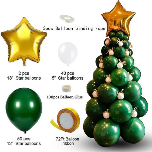 Forest Theme Green Balloon Kit Arbre de Noël Bricolage Balloon Tower Décoration de fête de Noël du Nouvel An