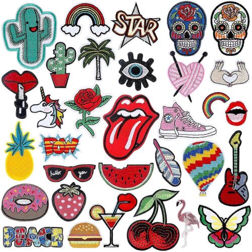 Patchs de fer à repasser, 20 Pcs Patchs pour vêtements Fleurs Patchs Applique Patchs