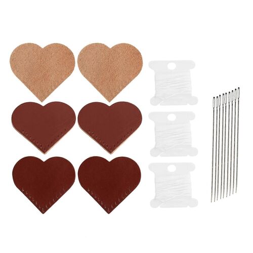 3 Set En Cuir Coeur Marque-Page Coin Lecture Marqueur Brun Clair Brouillard Cire Marron Mat Café