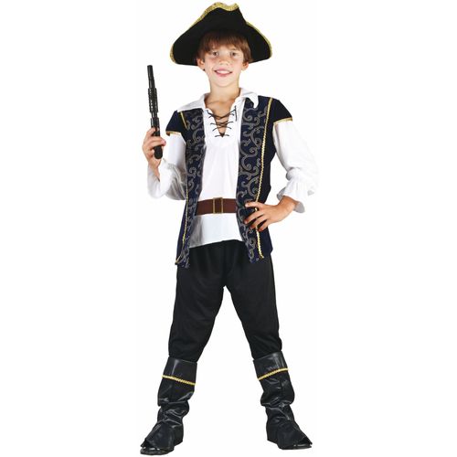 Déguisement Pirate Bleu Et Blanc Garçon - Taille: M 7-9 Ans (120-130 Cm)