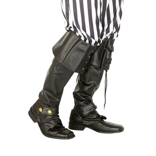 Sur-Bottes Noire Simili Cuir Lacets Et Lanière Cloutée Adulte