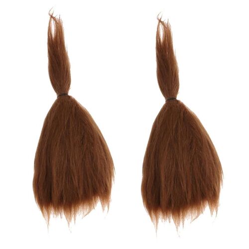 2pcs Pure Mohair Hair Straight Wig For Reborn Doll Baby Doll Supplies Brown