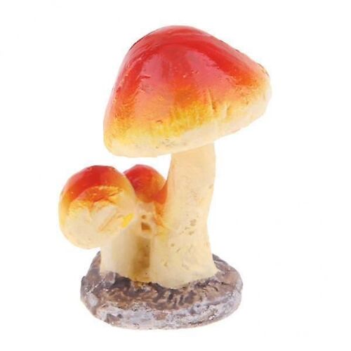 4xMini champignon Figurine Maison Fée Jardin Terrarium Mousse Décor Jaune 3 Tête