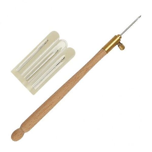 2xwood Handle French Crochet Hook W/ 3 Needle Embroidery Crochet Beading Tool