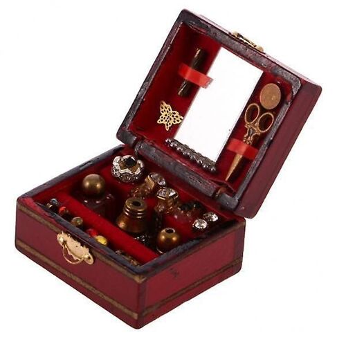 2x1:12 Scale Wooden Miniature Dollhouse Jewelry Box For Dressing Table Decor