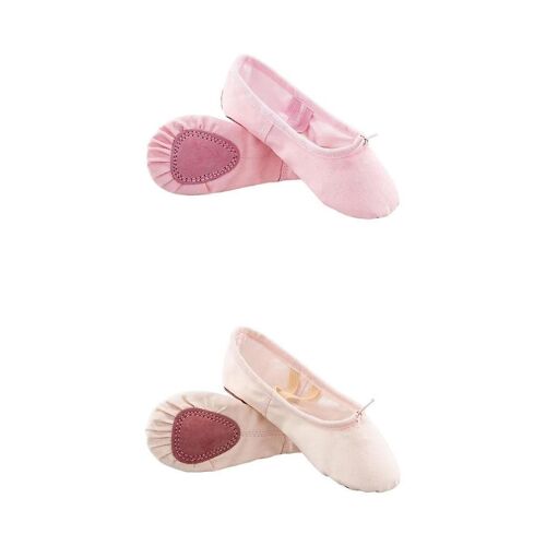 2 Pairs Ballet Shoes Fitness Flats Split Sole For Girls Training Pink 30