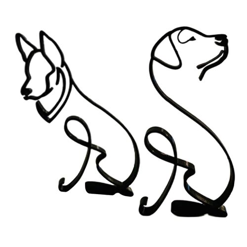 2 Pcs Abstrait Chat Chien Figurine Réaliste Animal Sculpture Statue
