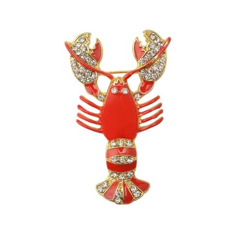 1 Pic Broche Rouge Zinc Alliage Écrevisse Écrevisse Mariée Design Pin Style Bijoux