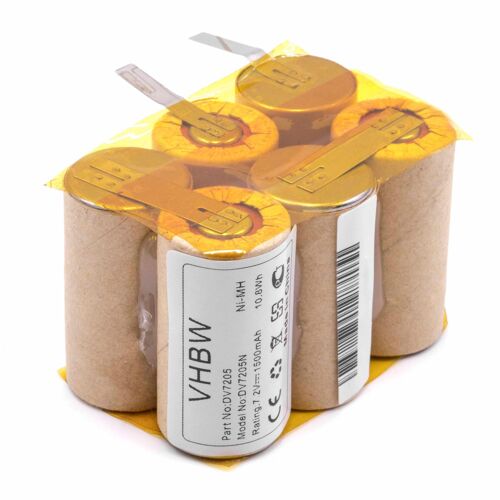 vhbw Batterie remplacement pour Black&Decker ACN-DE7.2 pour aspirateur (1500mAh, 7,2V, NiMH)
