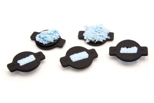 vhbw 5x Capuchons avec mèche, Wick Cap compatible avec iRobot Braava 390T robot aspirateur laveur - Éponge de mouillage de rechange, noir / bleu