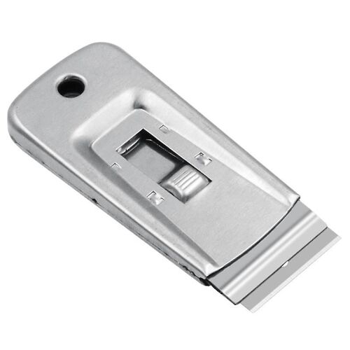 Grattoir à vitres en métal de qualité professionnelle et résistant - Anticorrosion et antiabrasion - Corps en métal - Lame rectangulaire et rétractable