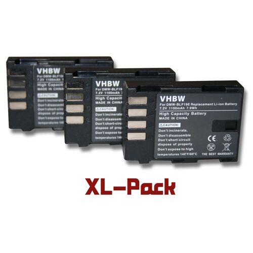 vhbw 3x Batterie compatible avec Sigma SD Quattro appareil photo (1100mAh, 7,2V, Li-ion)