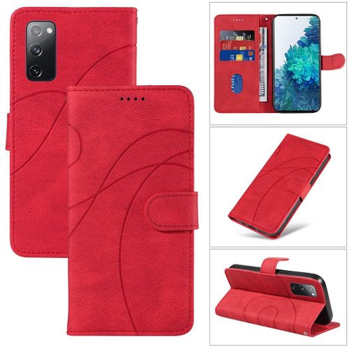 Saturcase Coque Pour Samsung Galaxy S20 Fe 5g, Courbe Pu Cuir Magnétique Flip Portefeuille Support Porte-Carte Dragonne Protecteur Housse Étui Pour Samsung Galaxy S20 Fe 5g (Hx-Rouge)