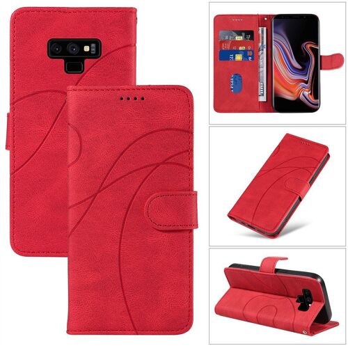 Saturcase Coque Pour Samsung Galaxy Note 9, Courbe Pu Cuir Magnétique Flip Portefeuille Support Porte-Carte Dragonne Protecteur Housse Étui Pour Samsung Galaxy Note 9 (Hx-Rouge)