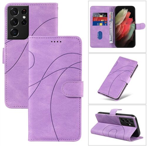 Saturcase Coque Pour Samsung Galaxy S21 Ultra, Courbe Pu Cuir Magnétique Flip Portefeuille Support Porte-Carte Dragonne Protecteur Housse Étui Pour Samsung Galaxy S21 Ultra (Hx-Violet)