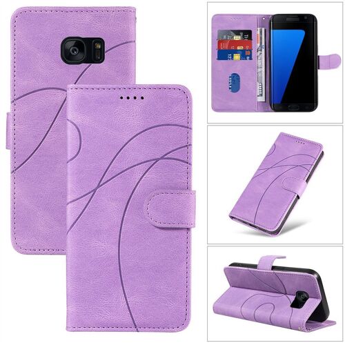 Saturcase Coque Pour Samsung Galaxy S7, Courbe Pu Cuir Magnétique Flip Portefeuille Support Porte-Carte Dragonne Protecteur Housse Étui Pour Samsung Galaxy S7 (Hx-Violet)