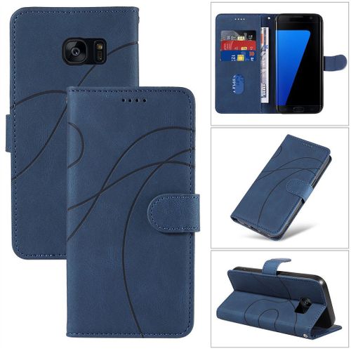 Saturcase Coque Pour Samsung Galaxy S7 Edge, Courbe Pu Cuir Magnétique Flip Portefeuille Support Porte-Carte Dragonne Protecteur Housse Étui Pour Samsung Galaxy S7 Edge (Hx-Bleu)