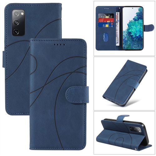 Saturcase Coque Pour Samsung Galaxy S20 Fe 5g, Courbe Pu Cuir Magnétique Flip Portefeuille Support Porte-Carte Dragonne Protecteur Housse Étui Pour Samsung Galaxy S20 Fe 5g (Hx-Bleu)
