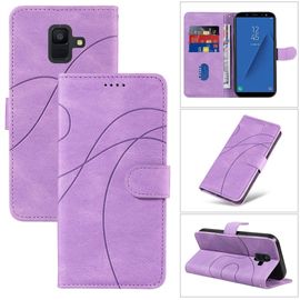 Saturcase Coque Pour Samsung Galaxy A6 2018, Courbe Pu Cuir Magnétique Flip Portefeuille Support Porte-Carte Dragonne Protecteur Housse Étui Pour Samsung Galaxy A6 2018 (Hx-Violet)